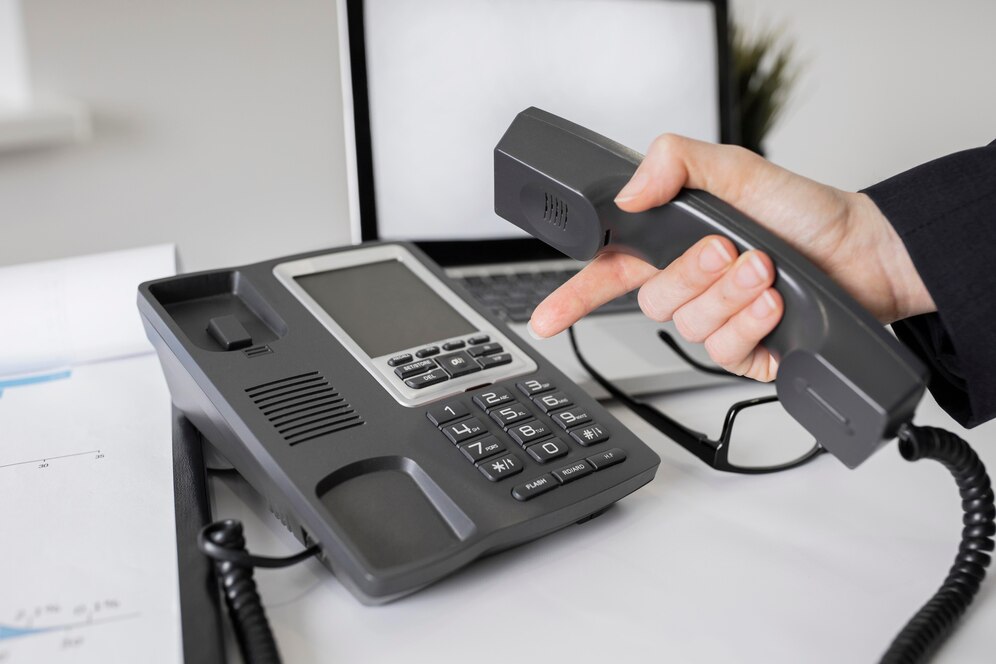 modern business phones in office